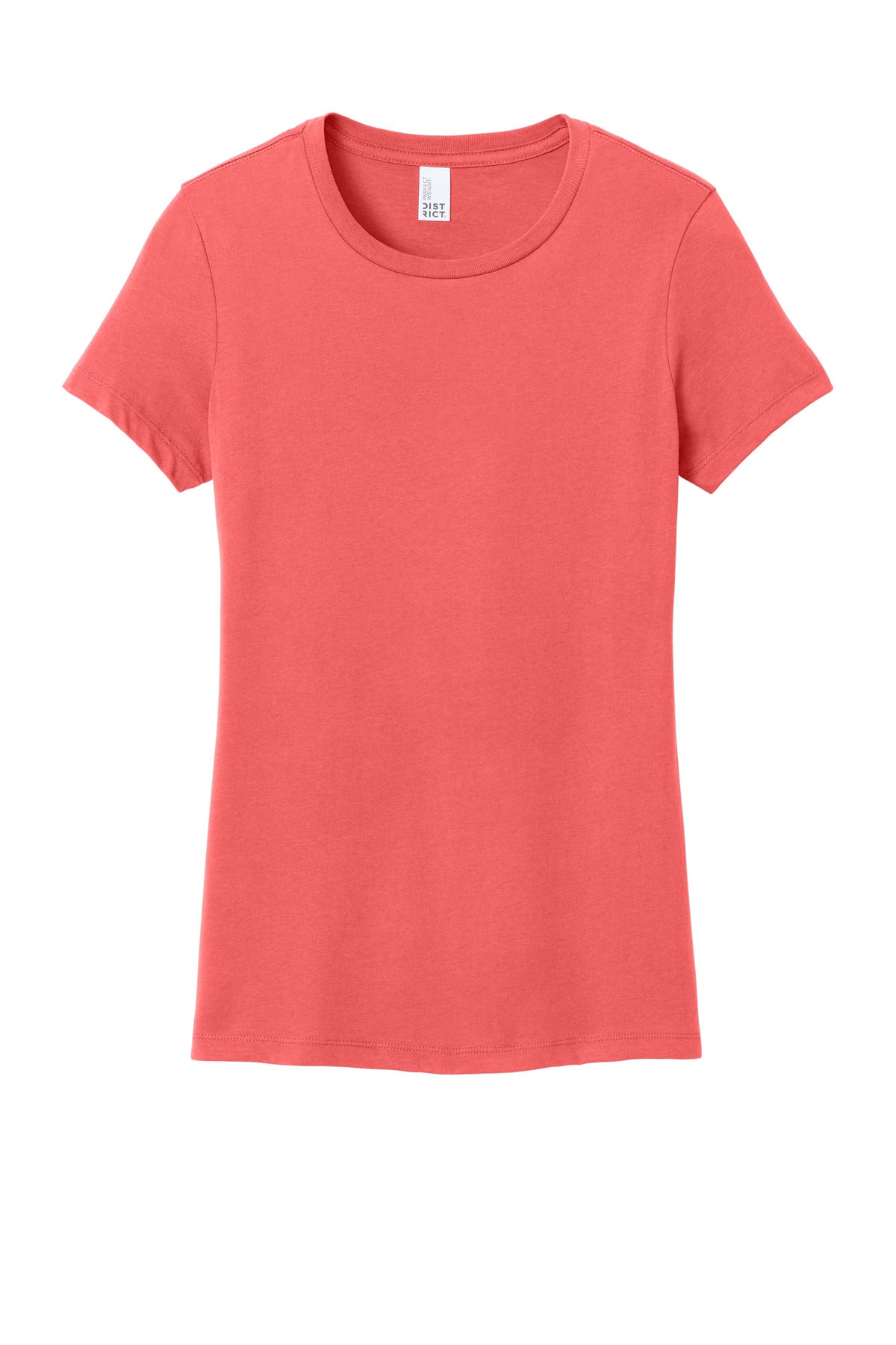 Front View of Coral District Women's Perfect Weight Tee. DM104L