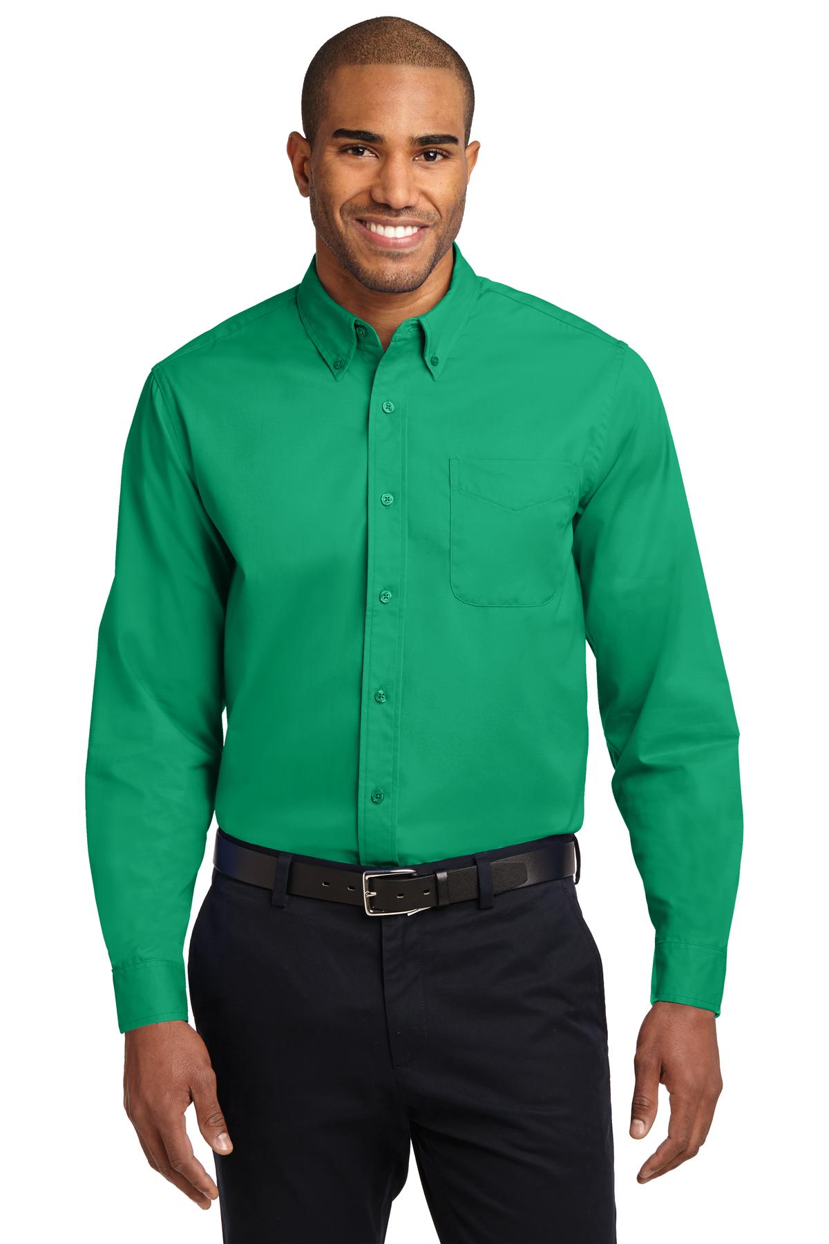 Front View of Court Green Port Authority Extended Size Long Sleeve Easy Care Shirt S608ES