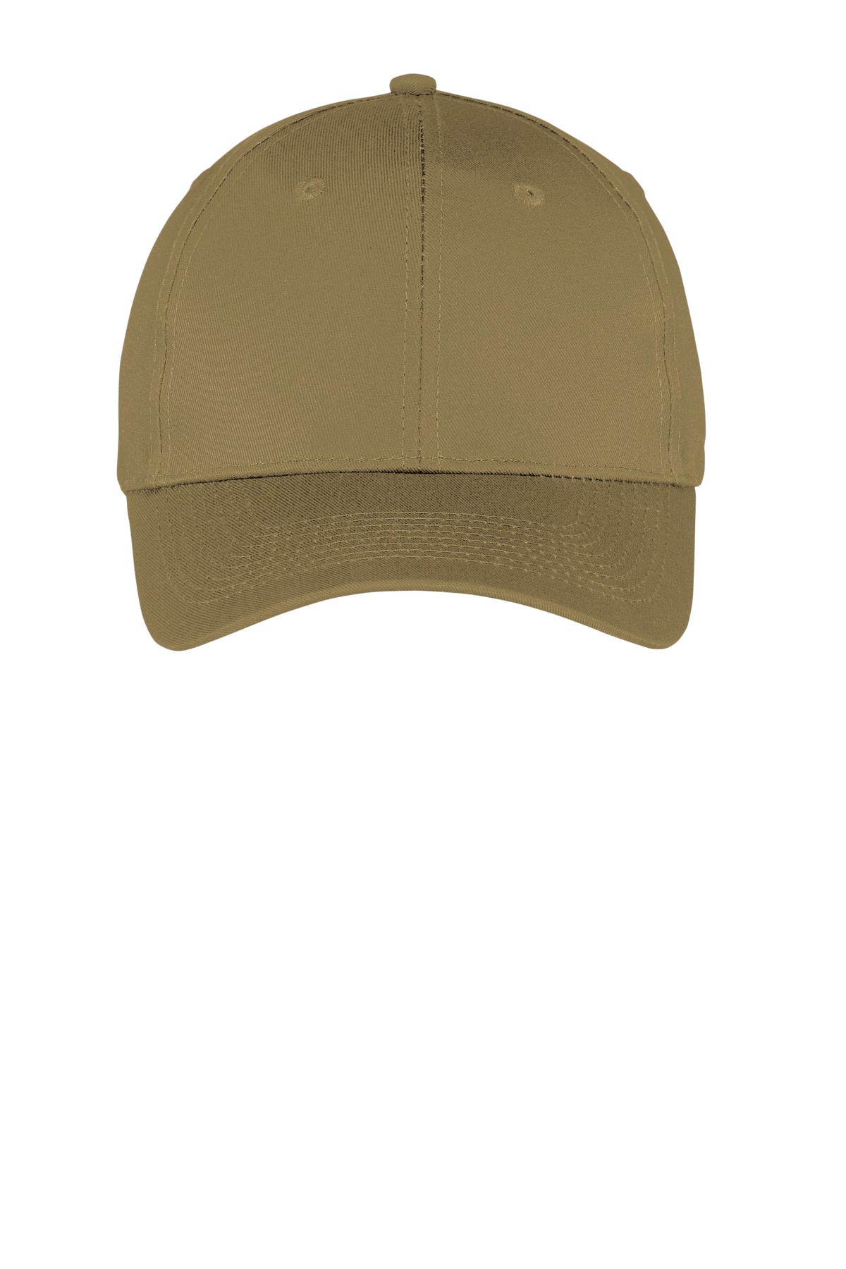 Front View of Coyote Brown Port & Company Six-Panel Twill Cap. CP80
