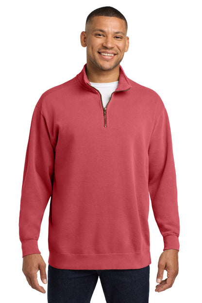 Front View of Crimson COMFORT COLORS Ring Spun 1/4-Zip Sweatshirt. 1580