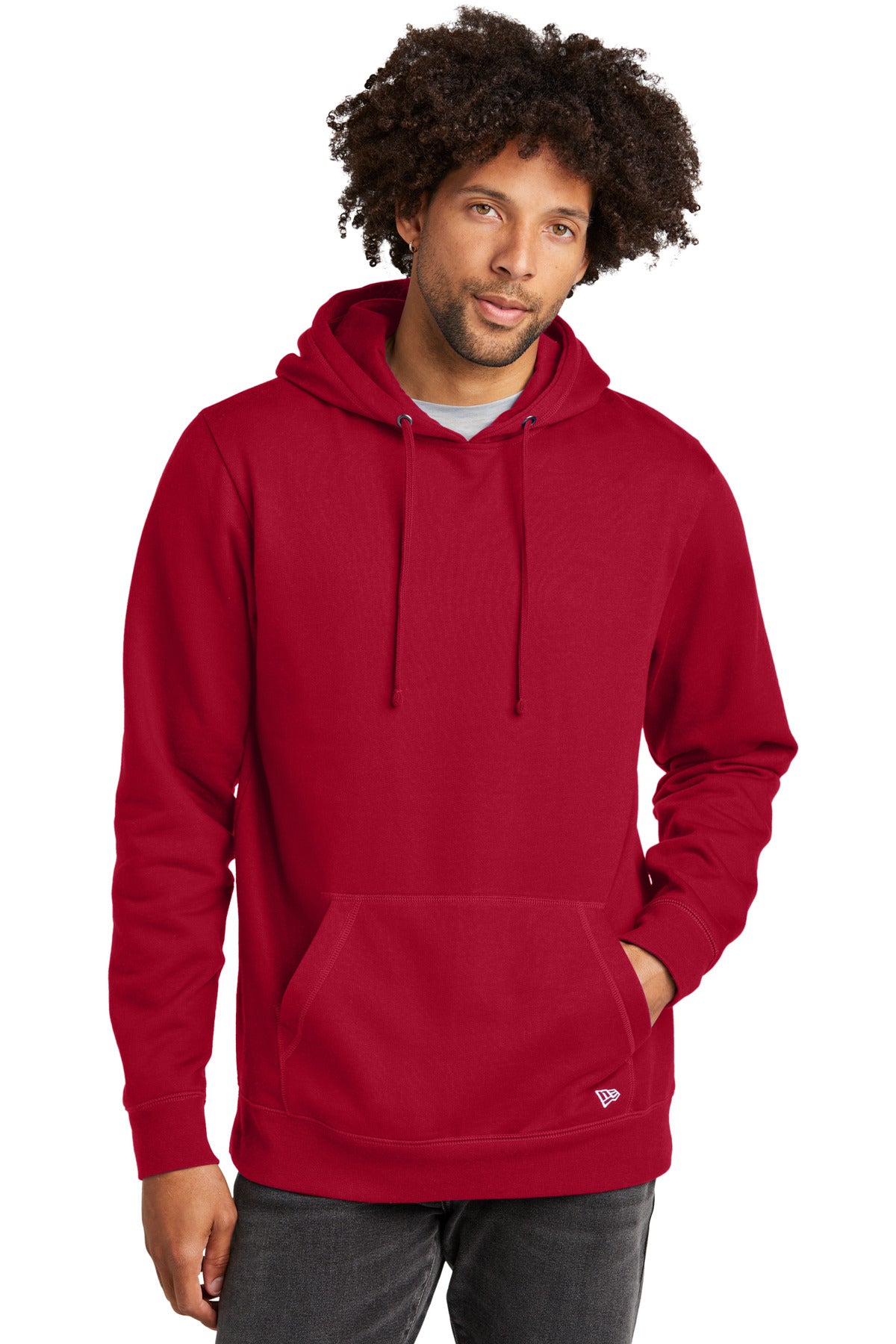 Front View of Crimson New Era Comeback Fleece Pullover Hoodie NEA550