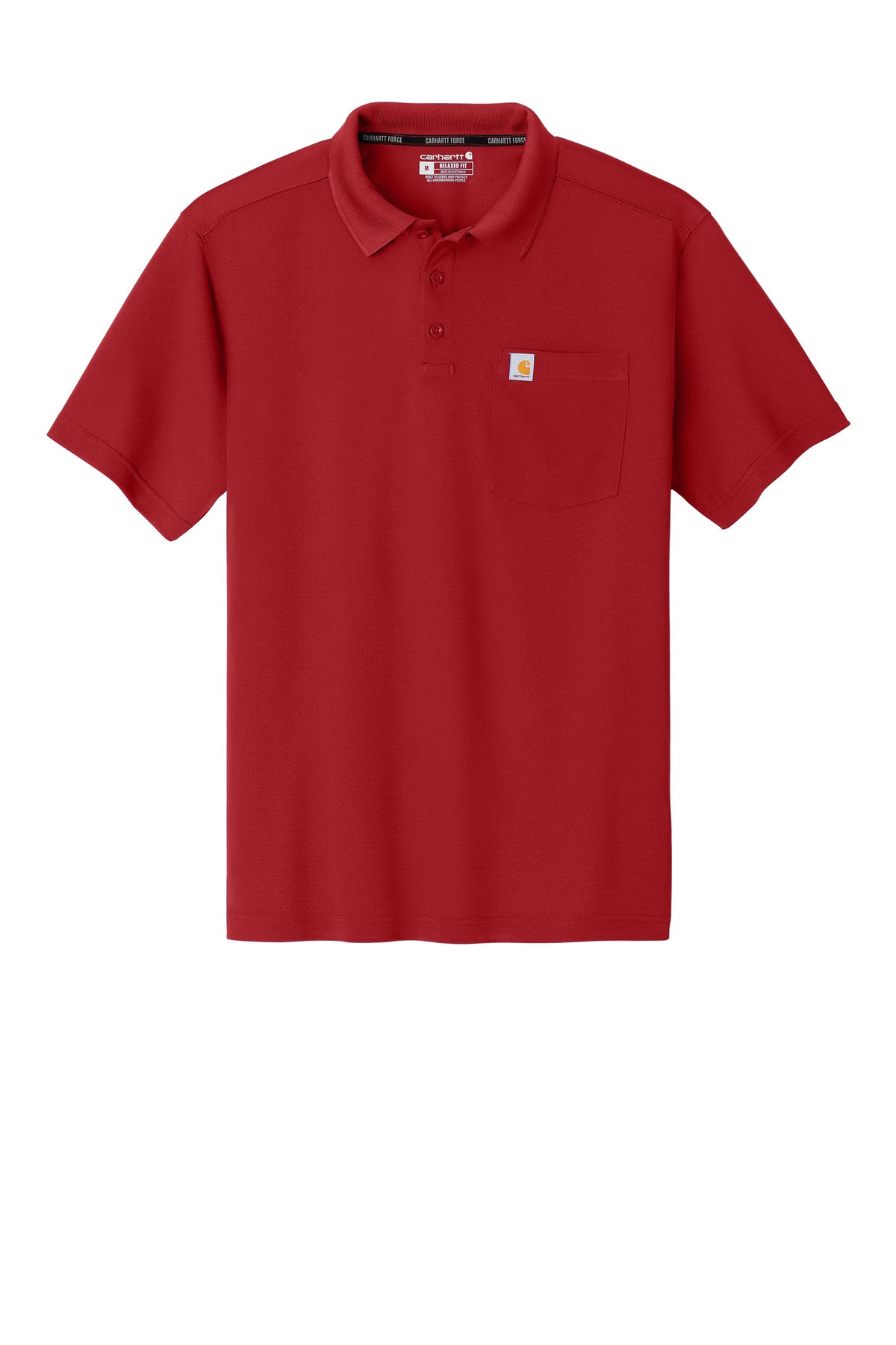 Front View of CrimsonRed Carhartt Force Snag-Resistant Pocket Polo CT106880