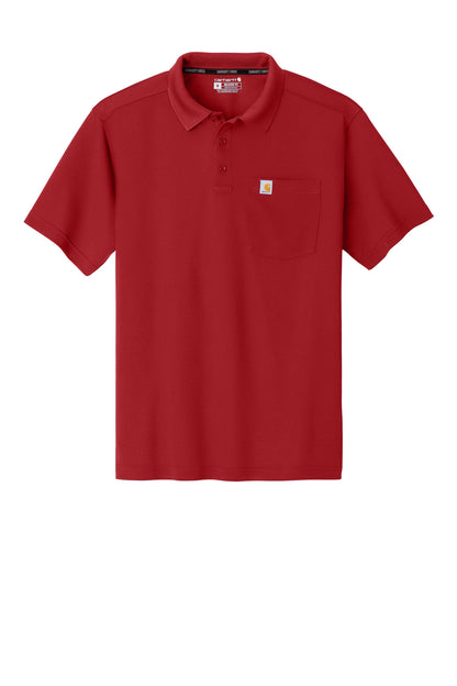 Front View of CrimsonRed Carhartt Force Snag-Resistant Pocket Polo CT106880