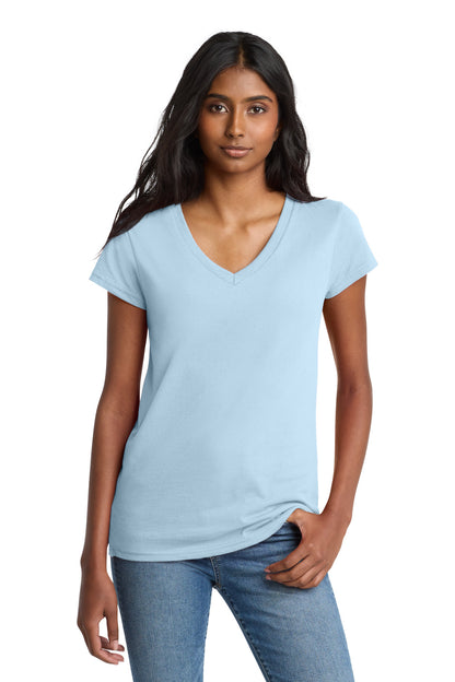 Front View of CrystlBlue District Women's Re-Tee V-Neck DT8001