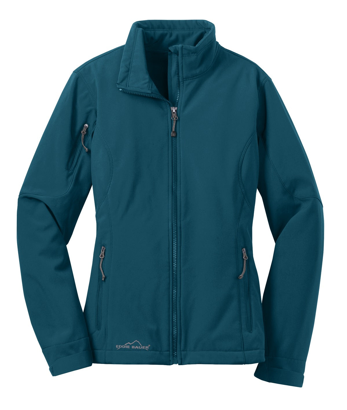 Front View of Dark Adriatic Eddie Bauer Women's Soft Shell Jacket. EB531