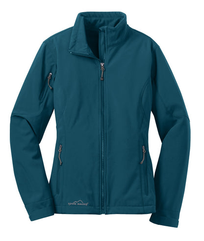 Front View of Dark Adriatic Eddie Bauer Women's Soft Shell Jacket. EB531