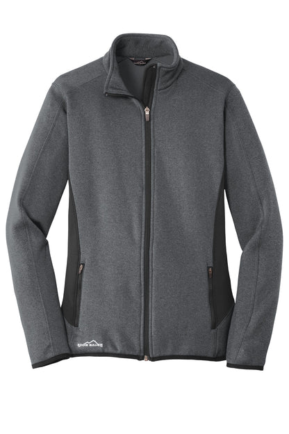 Front View of Dark Char Hthr Eddie Bauer Women's Full-Zip Heather Stretch Fleece Jacket. EB239