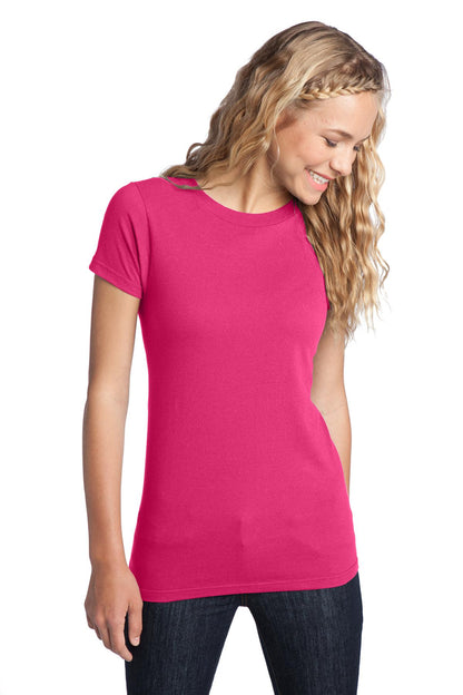 Front View of Dark Fuchsia District Women's Fitted The Concert Tee DT5001