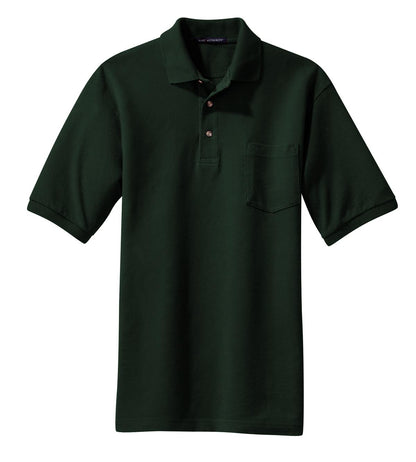 Front View of Dark Green Port Authority Heavyweight Cotton Pique Polo with Pocket. K420P