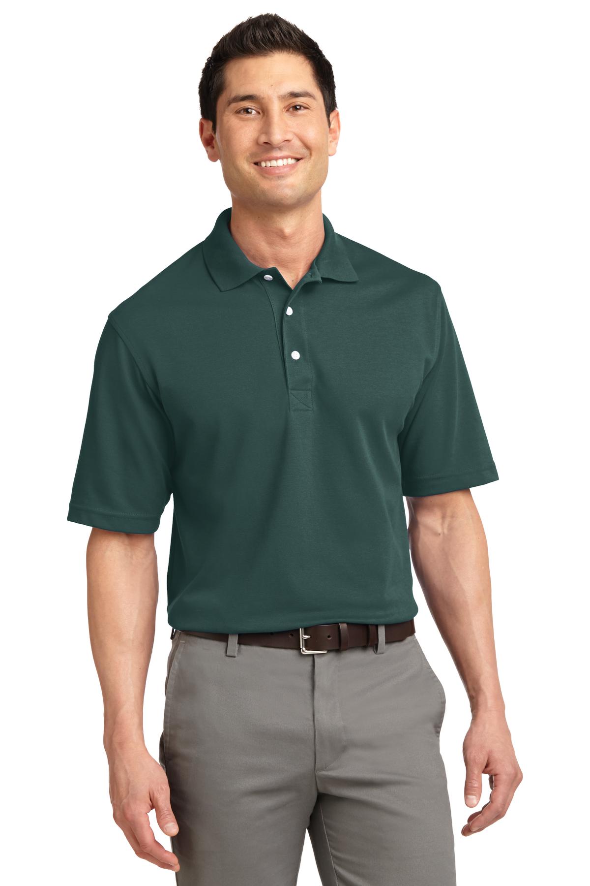 Front View of Dark Green Port Authority Rapid Dry Polo. K455