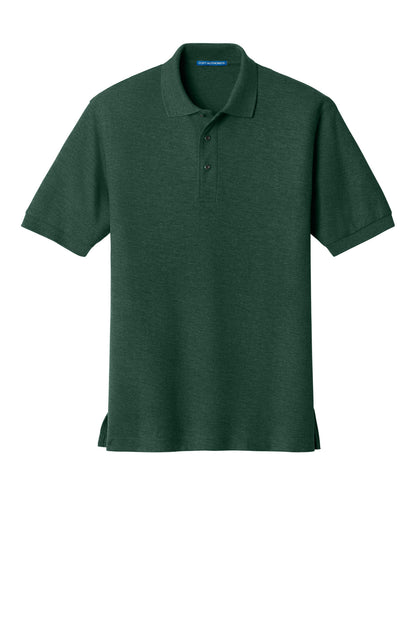 Front View of Dark Green Port Authority Tall Silk Touch Polo. TLK500