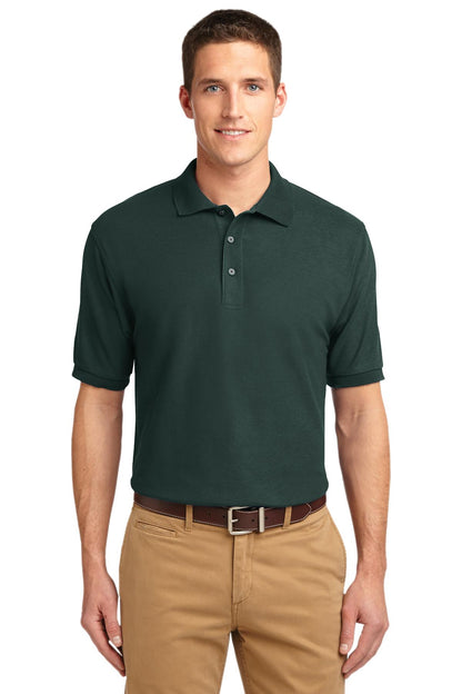 Front View of Dark Green Port Authority Tall Silk Touch Polo. TLK500