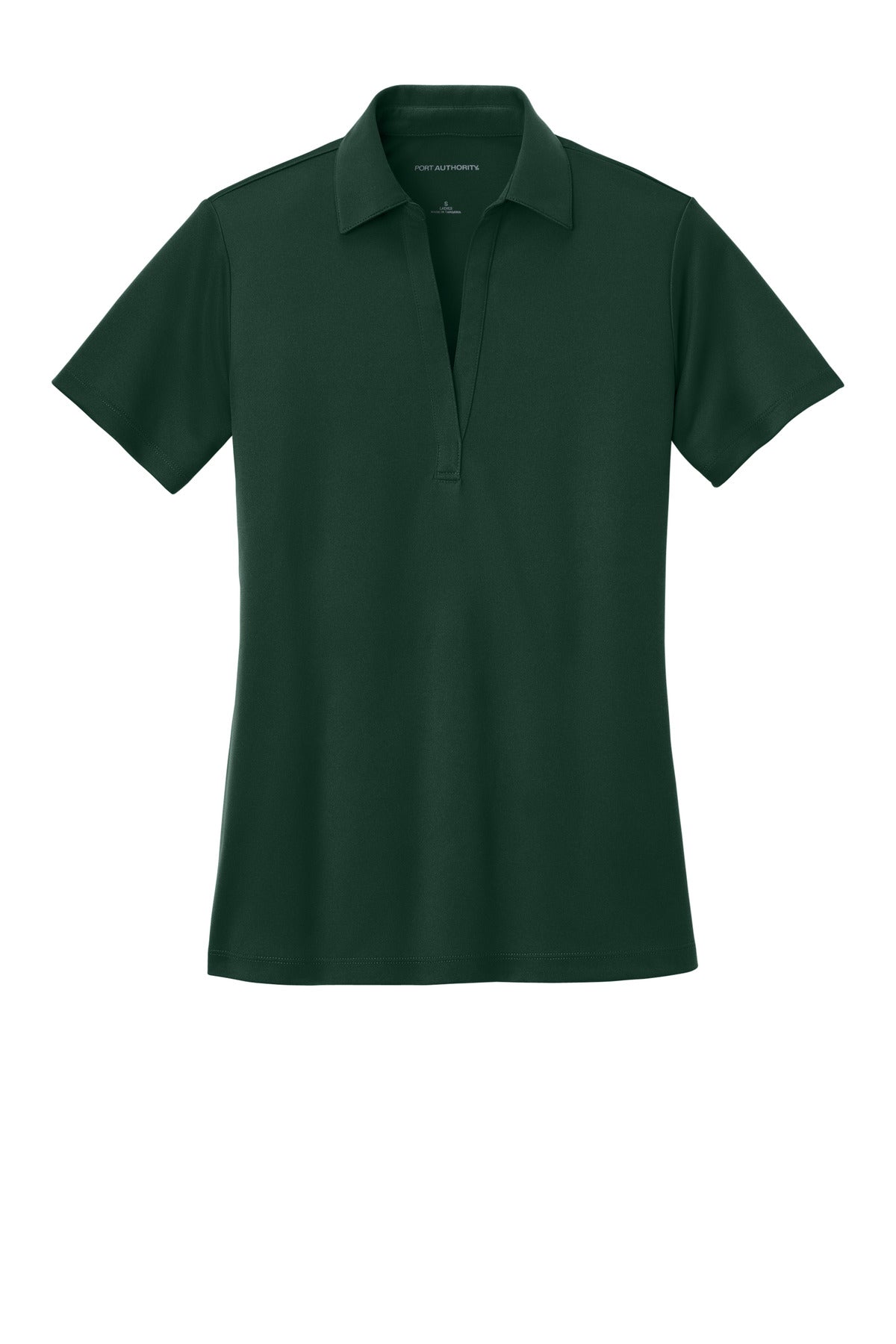 Front View of Dark Green Port Authority Women's Silk Touch Performance Polo. L540