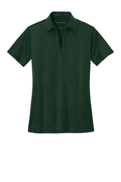Front View of Dark Green Port Authority Women's Silk Touch Performance Polo. L540