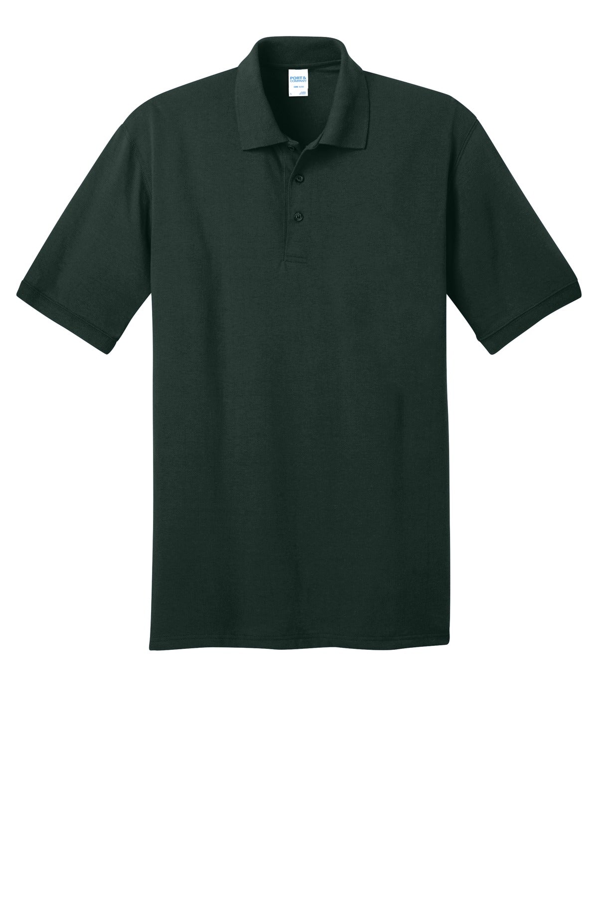 Front View of Dark Green Port & Company Tall Core Blend Jersey Knit Polo. KP55T