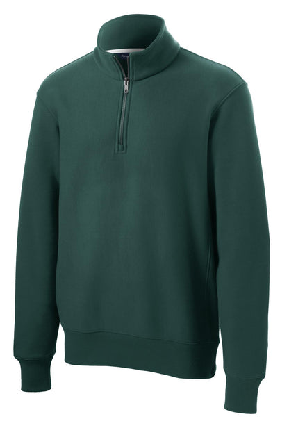 Front View of Dark Green Sport-Tek Super Heavyweight 1/4-Zip Pullover Sweatshirt. ST283