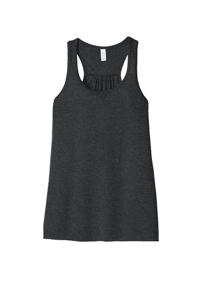 Front View of Dark Grey Ht BELLA+CANVAS Women's Flowy Racerback Tank. BC8800