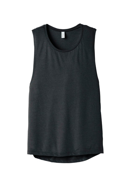 Front View of Dark Grey Ht BELLA+CANVAS Women's Flowy Scoop Muscle Tank. BC8803