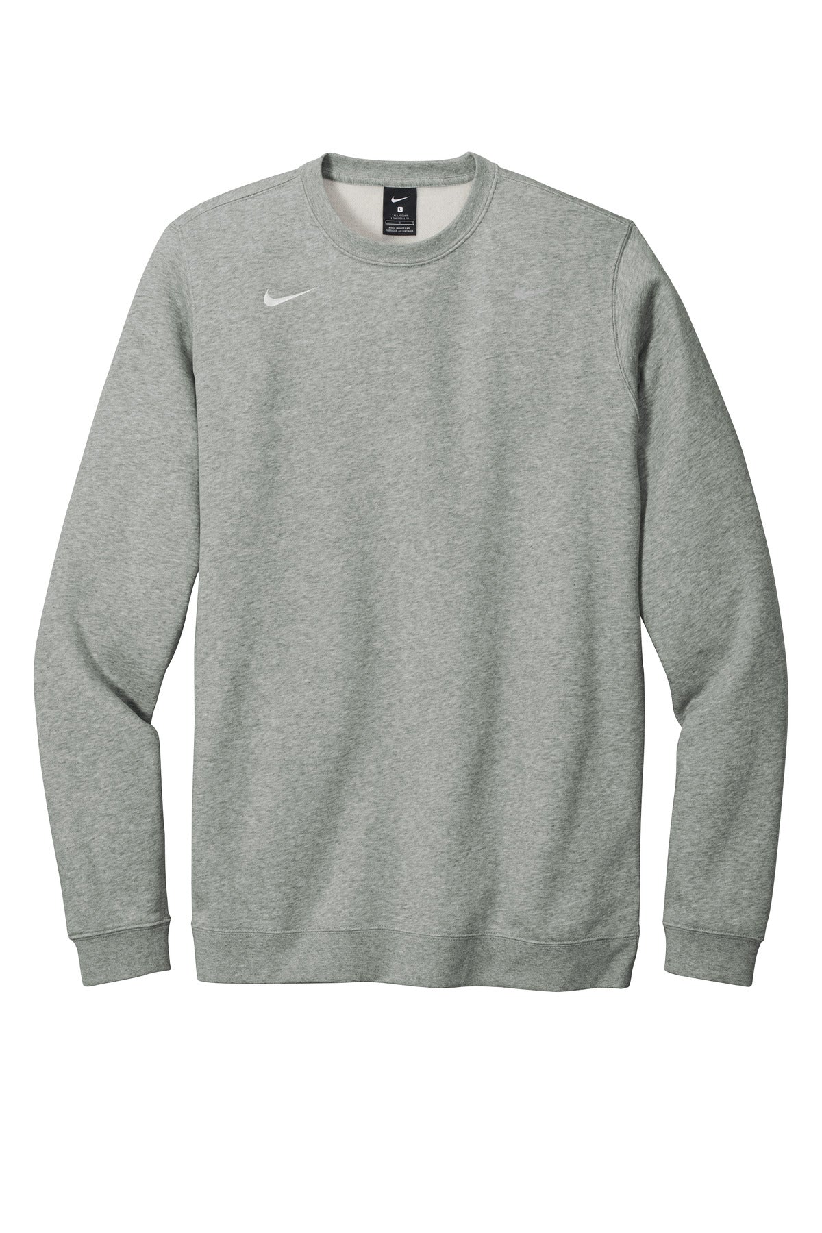 Front View of Dark Grey Hthr Nike Club Fleece Crew CJ1614