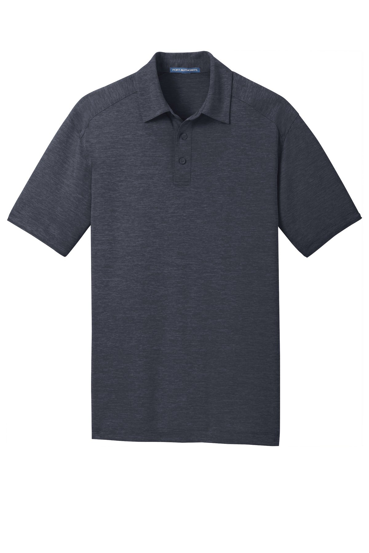 Front View of Dark Grey Port Authority Digi Heather Performance Polo. K574
