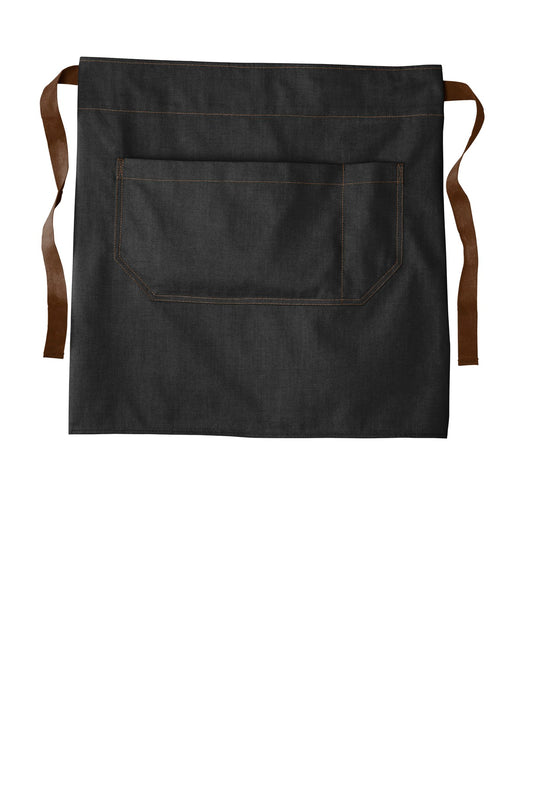 Front View of Dark Midnight Port Authority Market Half Bistro Apron. A801