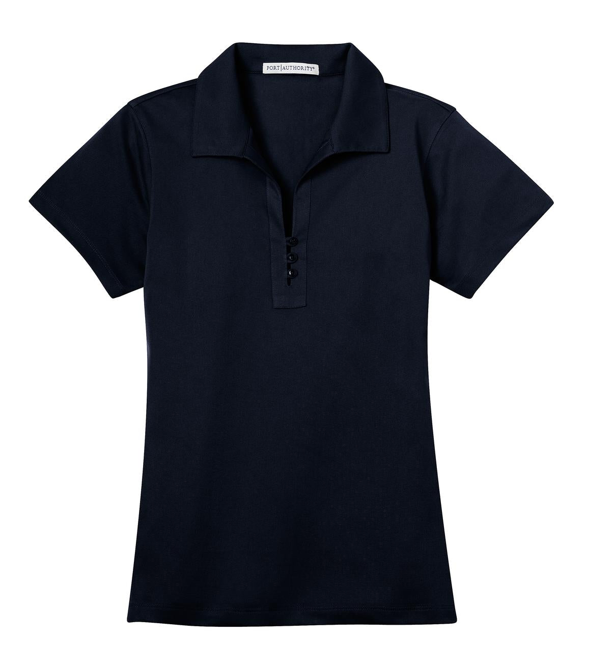 Front View of Dark Navy Port Authority Women's Tech Pique Polo. L527