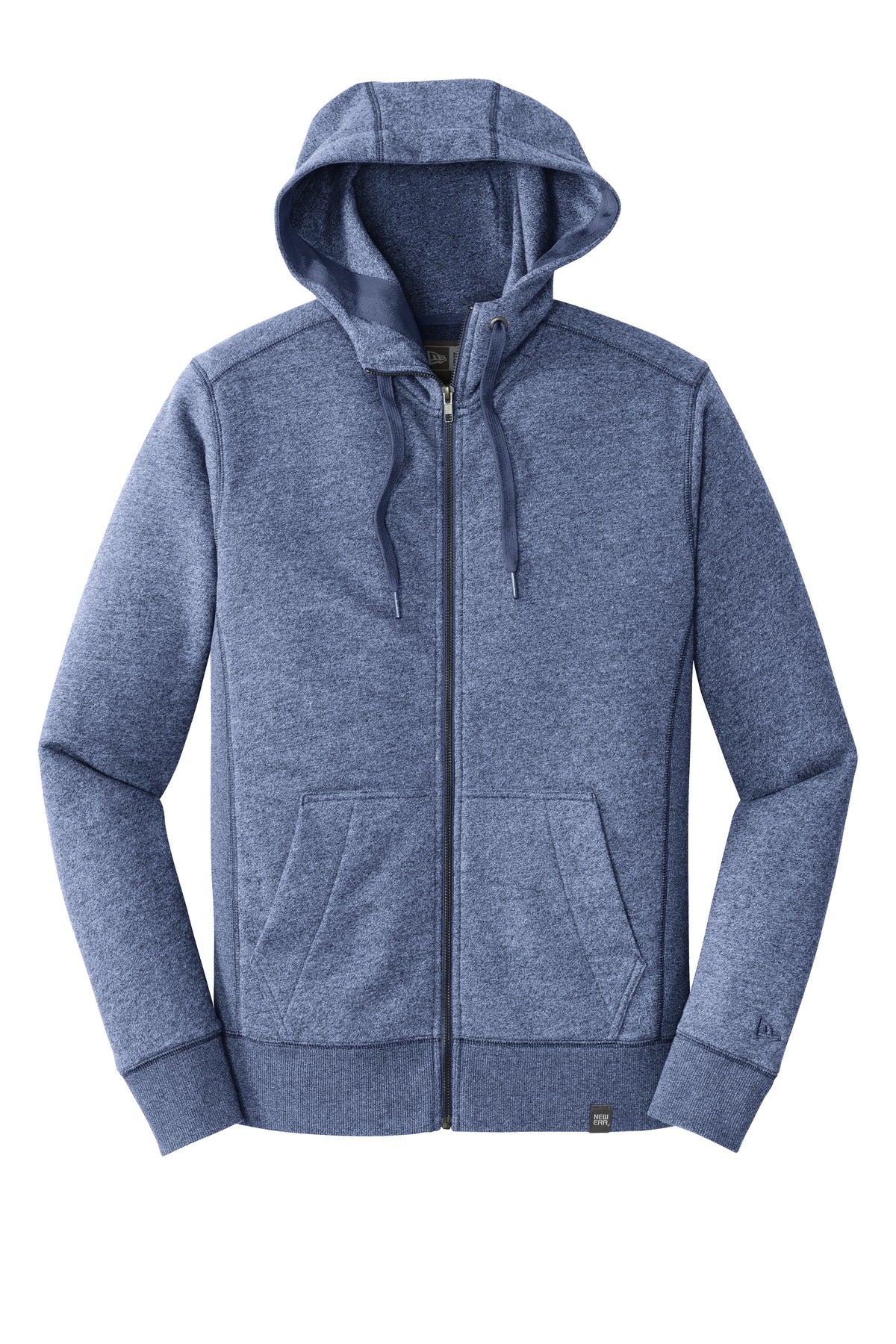 Front View of Dark Royal Twi New Era French Terry Full-Zip Hoodie. NEA502