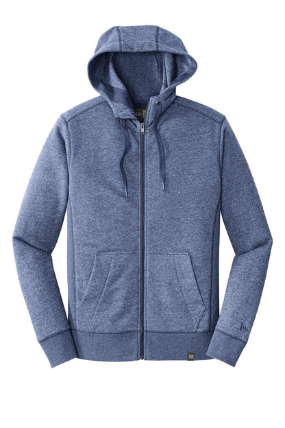 Front View of Dark Royal Twi New Era French Terry Full-Zip Hoodie. NEA502