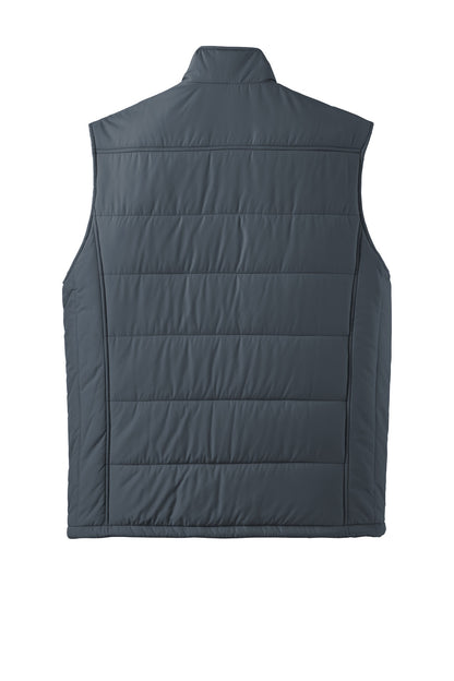 Front View of Dark Slate Port Authority Puffy Vest. J709