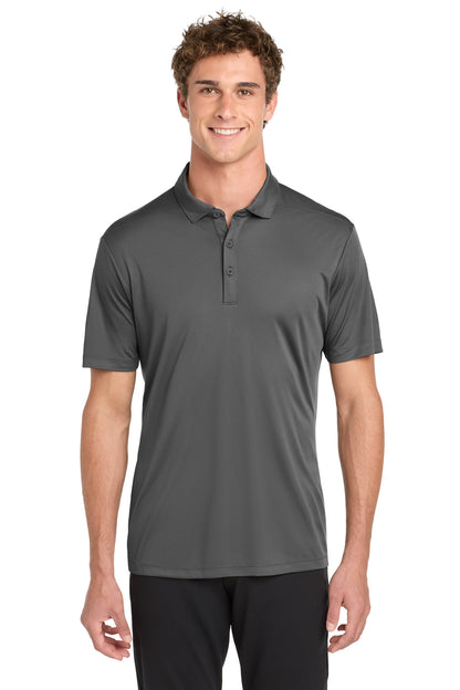 Front View of Dark Smoke Gry Sport-Tek Posi-UV Pro Polo. ST520