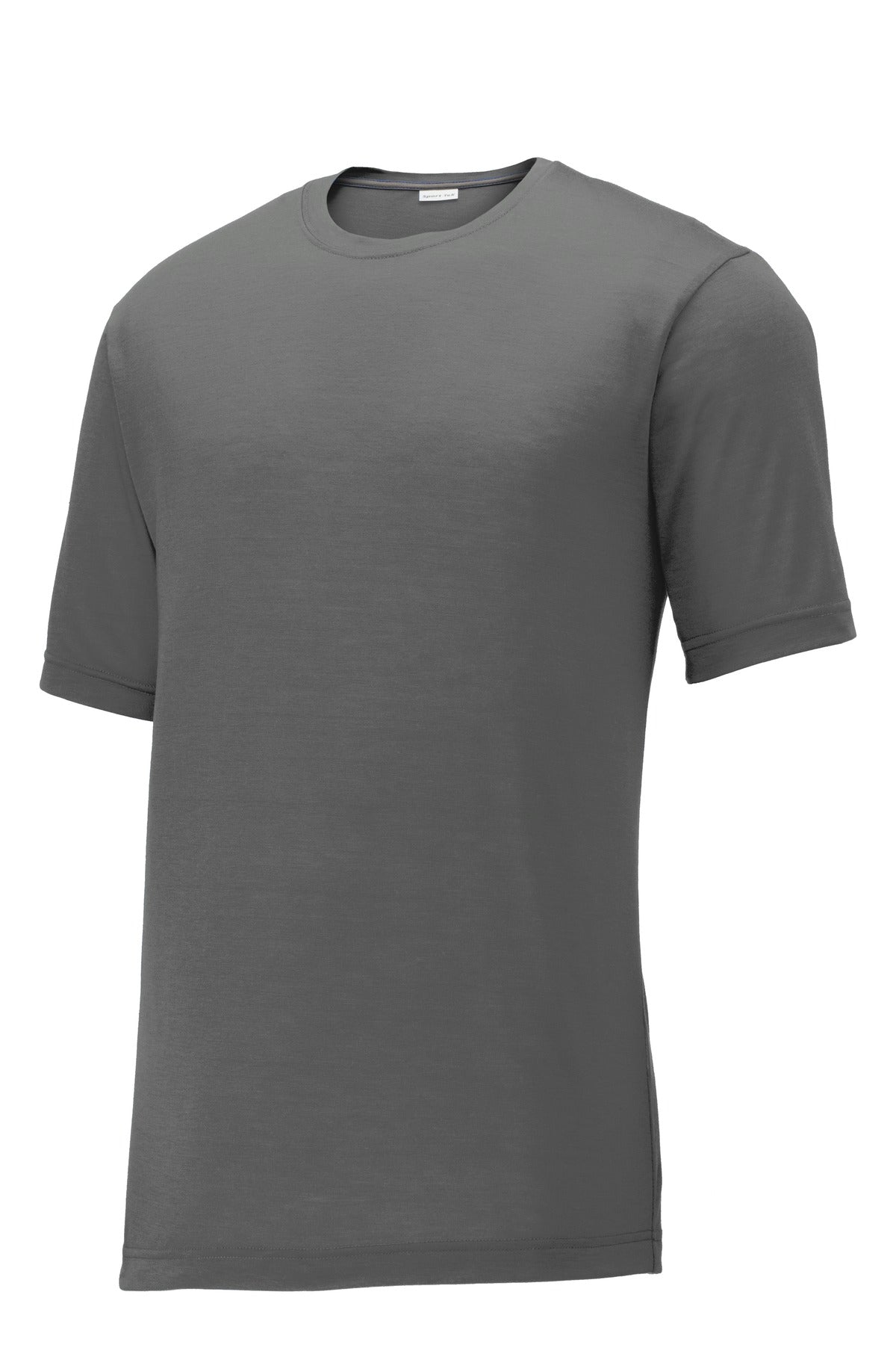 Front View of Dark Smoke Gry Sport-Tek PosiCharge Competitor Cotton Touch Tee. ST450