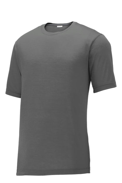 Front View of Dark Smoke Gry Sport-Tek PosiCharge Competitor Cotton Touch Tee. ST450