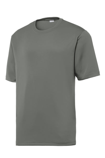 Front View of Dark Smoke Gry Sport-Tek PosiCharge Tough Tee . ST320