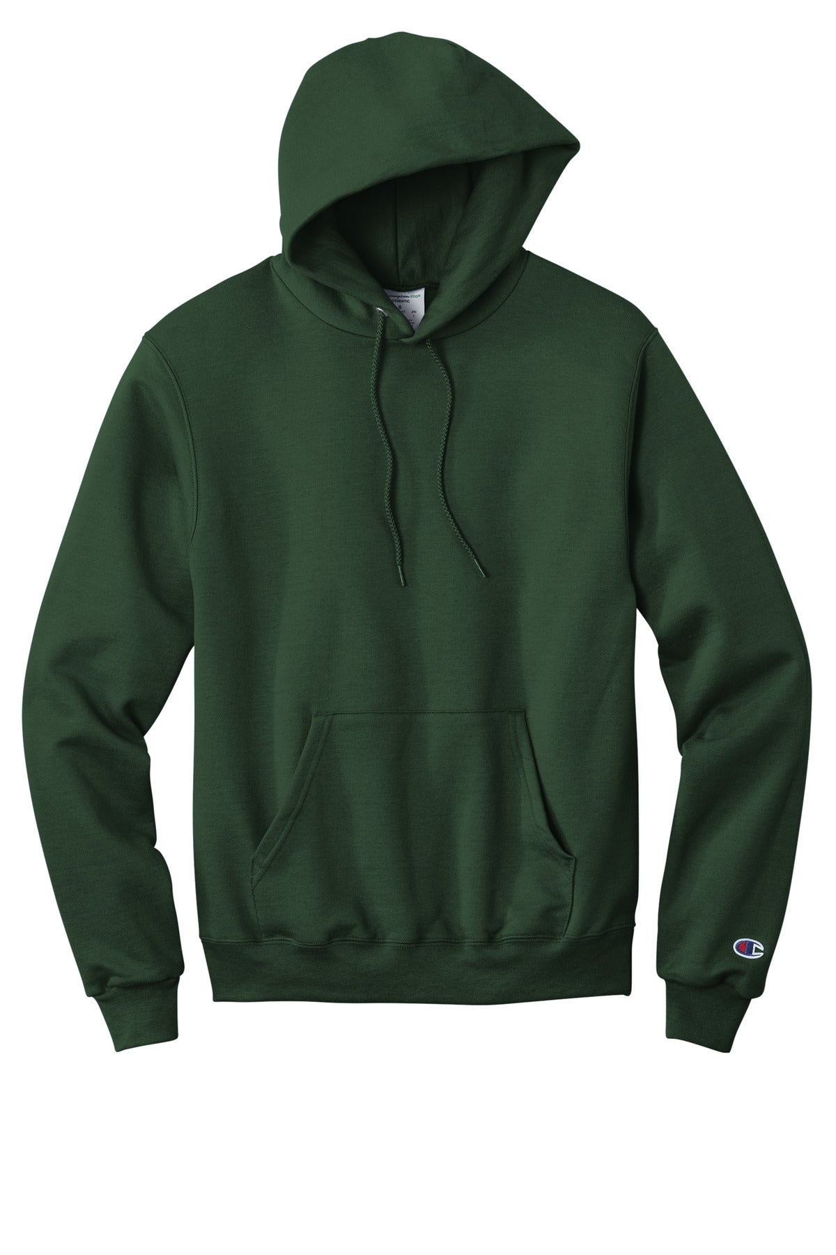 Front View of DarkGreen Champion Powerblend Pullover Hoodie. S700