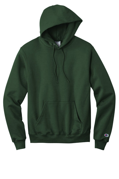 Front View of DarkGreen Champion Powerblend Pullover Hoodie. S700