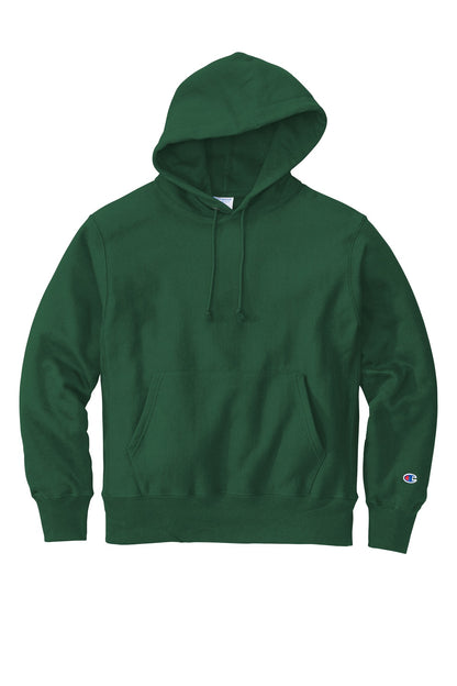 Front View of DarkGreen Champion Reverse Weave Hooded Sweatshirt S101