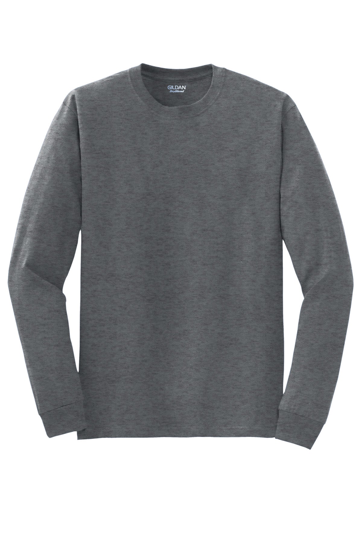 Front View of DarkHthr Gildan - DryBlend 50 Cotton/50 Poly Long Sleeve T-Shirt. 8400