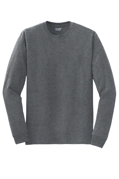 Front View of DarkHthr Gildan - DryBlend 50 Cotton/50 Poly Long Sleeve T-Shirt. 8400