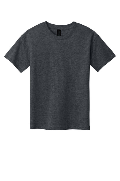 Front View of DarkHthr Gildan Youth Softstyle T-Shirt 64000B