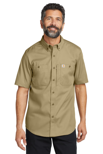 Front View of DarkKhaki Carhartt Rugged Professional Series Short Sleeve Shirt CT106688