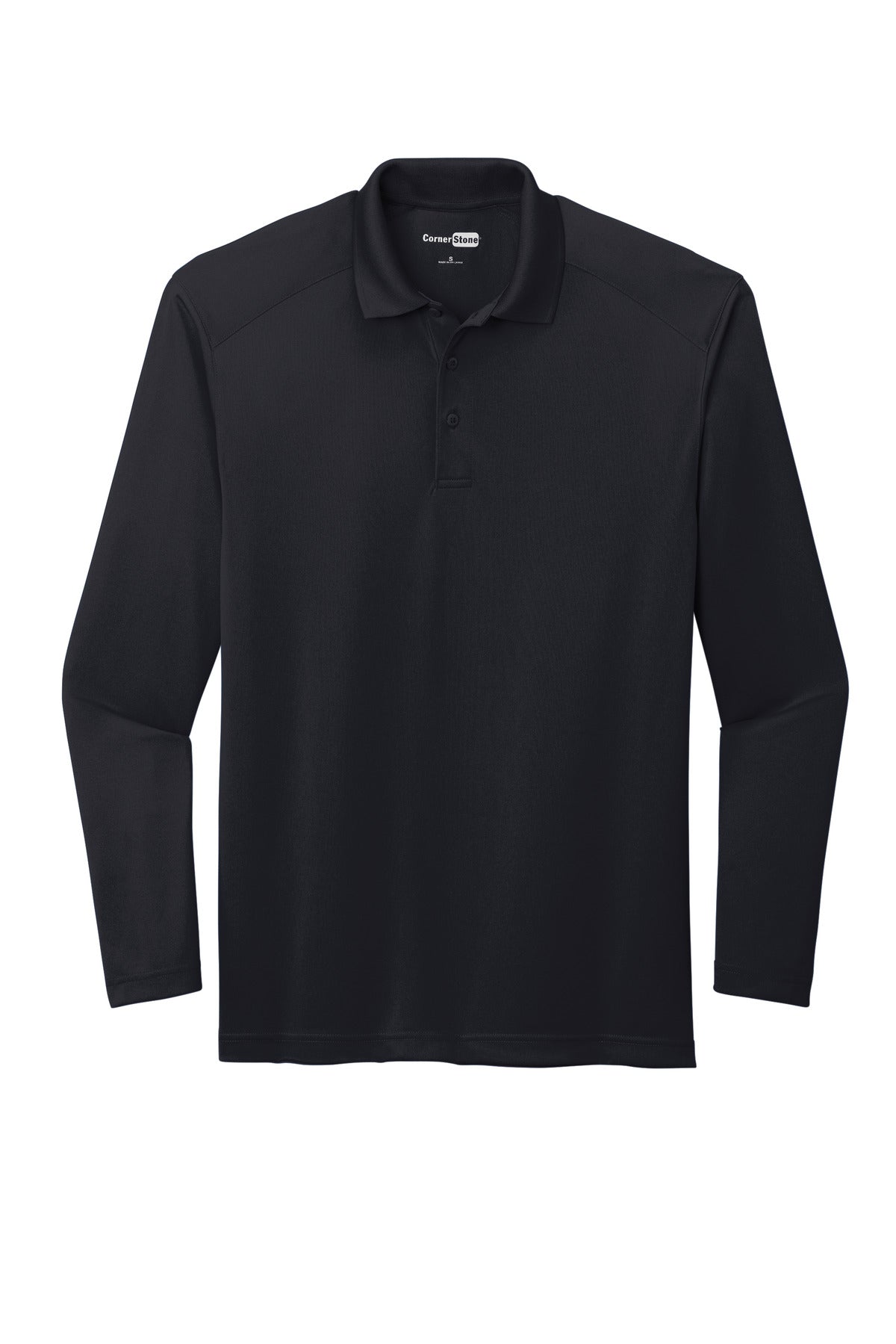 Front View of DarkNavy CornerStone Select Lightweight Snag-Proof Long Sleeve Polo CS418LS
