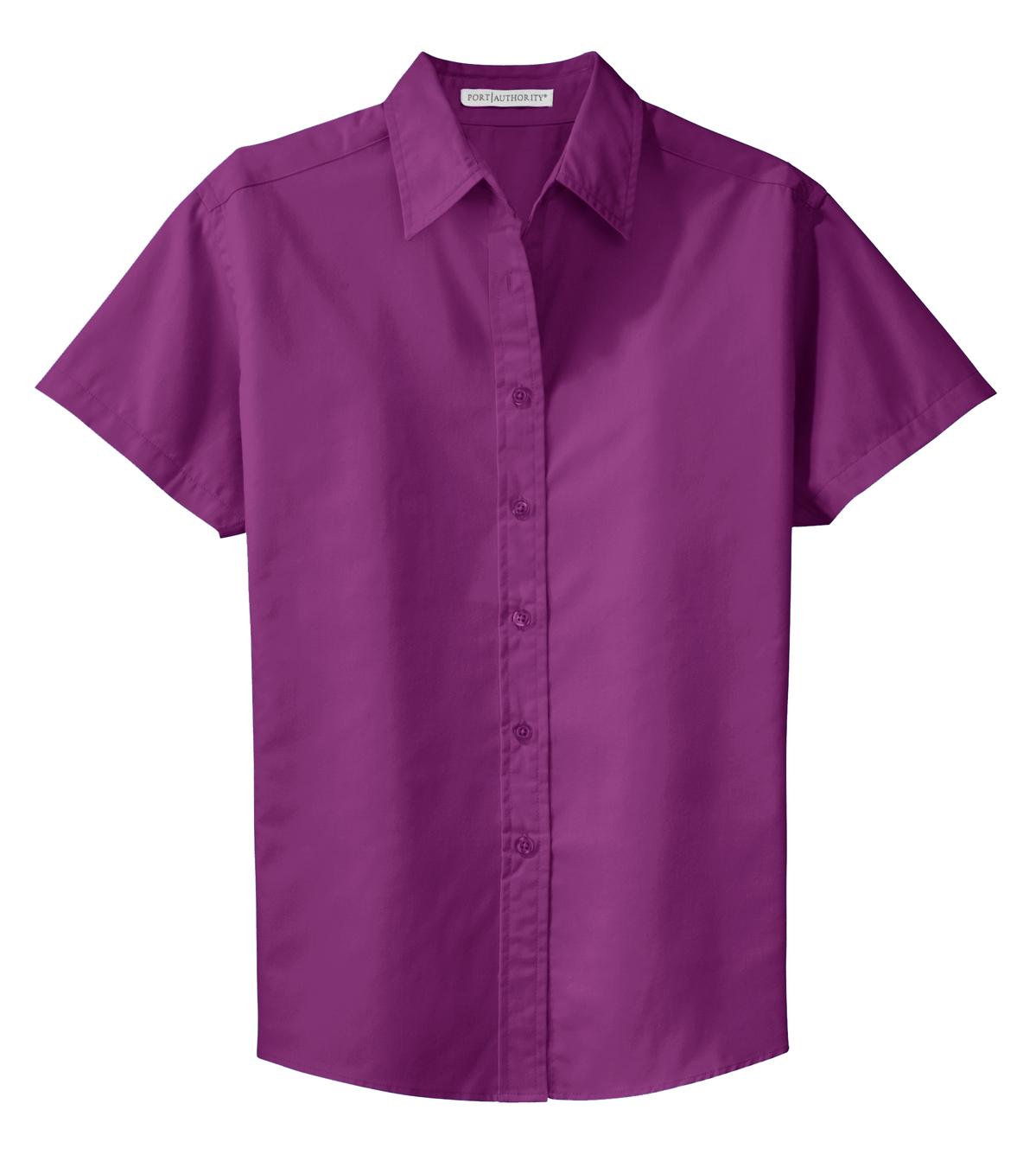 Front View of Deep Berry Port Authority Women's Short Sleeve Easy Care Shirt. L508