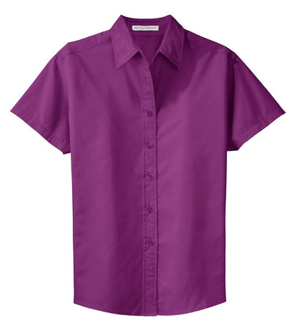 Front View of Deep Berry Port Authority Women's Short Sleeve Easy Care Shirt. L508