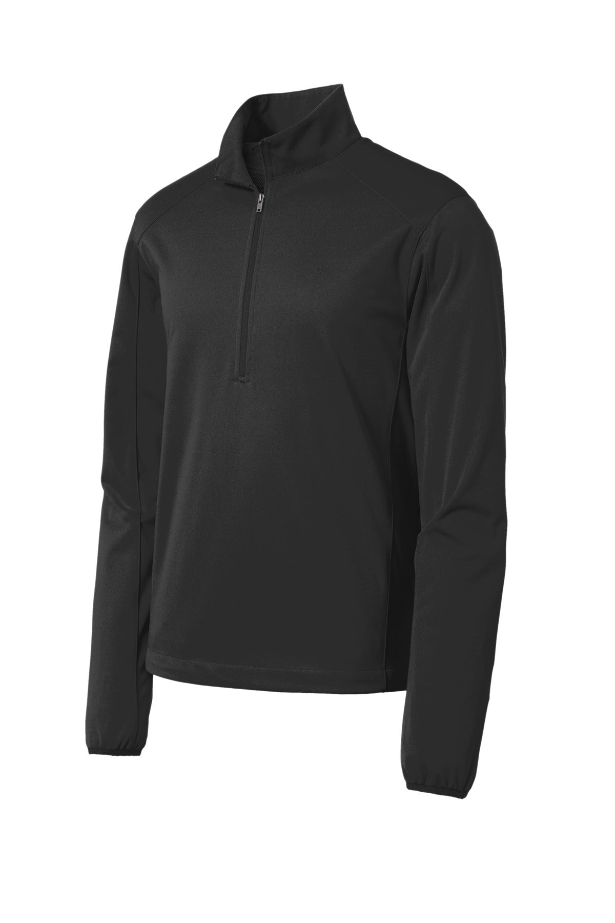 Front View of Deep Black Port Authority Active 1/2-Zip Soft Shell Jacket. J716