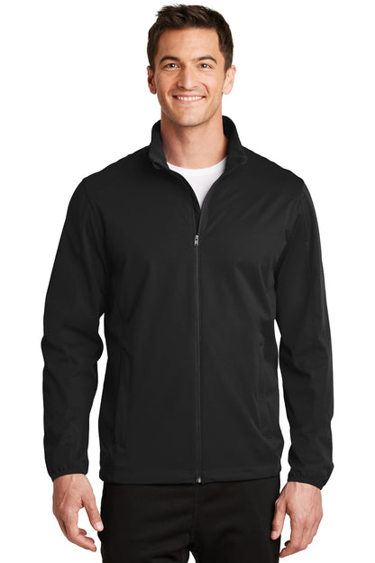 Front View of Deep Black Port Authority Active Soft Shell Jacket. J717