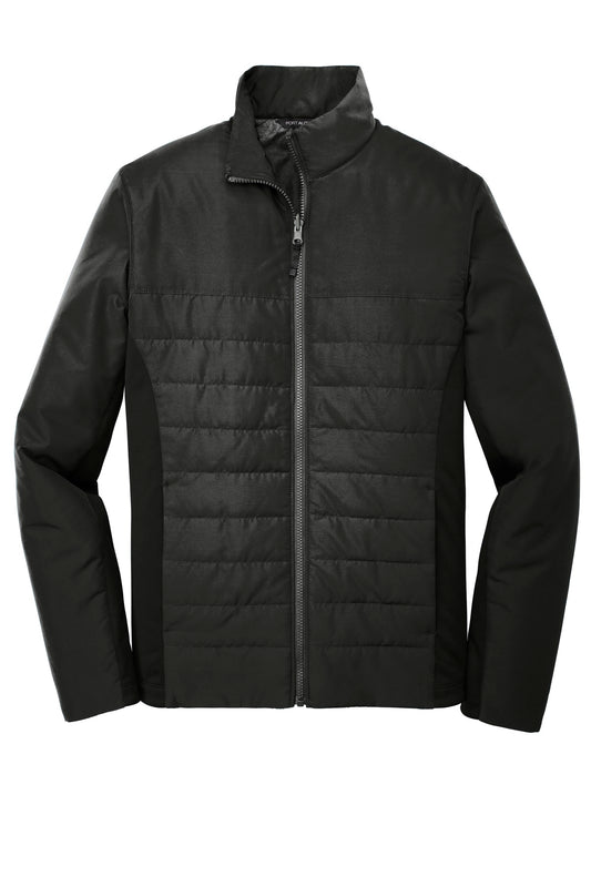 Front View of Deep Black Port Authority Collective Insulated Jacket. J902
