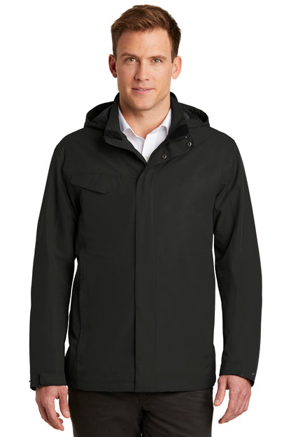 Front View of Deep Black Port Authority Collective Outer Shell Jacket. J900