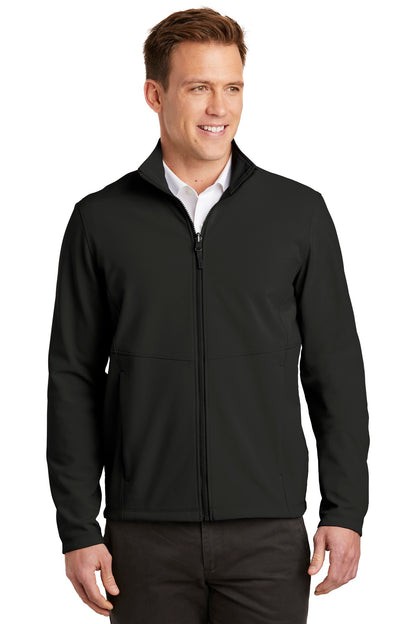 Front View of Deep Black Port Authority Collective Soft Shell Jacket. J901