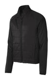 Front View of Deep Black Port Authority Hybrid Soft Shell Jacket. J787