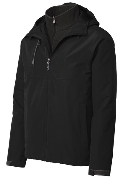 Front View of Deep Black Port Authority Merge 3-in-1 Jacket. J338